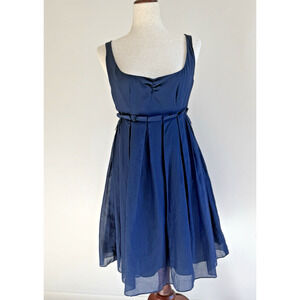 Guess VTG Silk Cotton Blue Babydoll Dress Pleated Y2K Size 7 (SM/XS) Mini Length